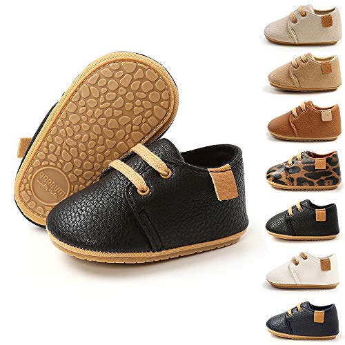 Sonsage Baby Jungen Mädchen Oxford Schuhe PU-Leder Schnürer rutschfeste Sneaker Weiche Gummisohle Kleinkind Lauflernschuhe von Sonsage