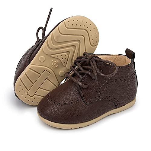 Sonsage Baby Infant Jungen Mädchen Klassische PU-Leder Hochzeit Loafers Brogue Kleinkind Oxford Kleid Schuhe Erste Schritte Gehen Flacher Fauler Krippenschuh Braun von Sonsage