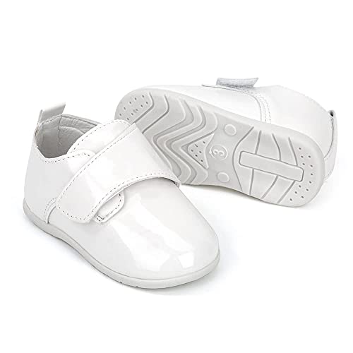 Sonsage Baby Infant Jungen Mädchen Klassische PU-Leder Hochzeit Loafers Brogue Kleinkind Oxford Kleid Schuhe Erste Schritte Gehen Flacher Fauler Krippenschuh Weiß von Sonsage