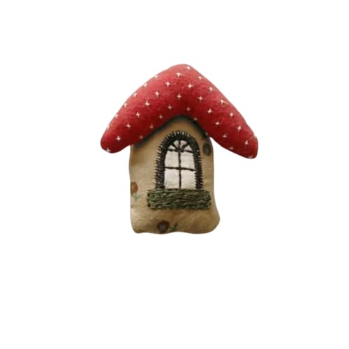 Sonsoke Blumen-Stoffbrosche - Baumwoll-Leinen bestickter Anstecknadel, Niedliches Ästhetisches Accessoire für Frauen, Bluse, Schal, Tasche (Form des Haus 4) von Sonsoke