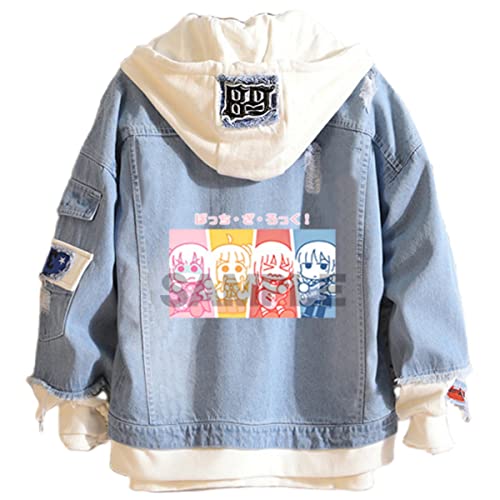 Sonsoke Bocchi the Rock Figur Jeansjacke Mantel Hoodie Pullover Anime Grafik Hoodie Cosplay Kostüm (Blau 2, 2XL) von Sonsoke
