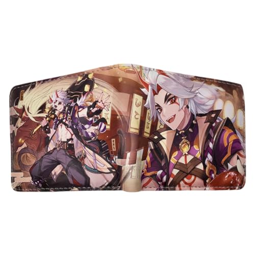 Sonsoke Furina Focalors Männer Brieftaschen Bi-Fold Brieftasche ID-Karte Kreditkarte Mehrzweck-Brieftasche für Männer und Frauen Geschenk Cosprey (Arataki itto) von Sonsoke