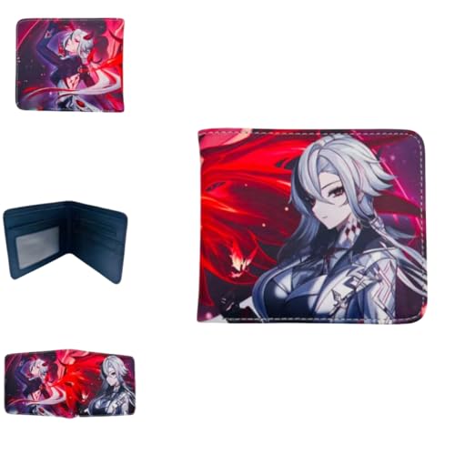 Sonsoke Furina Focalors Männer Brieftaschen Bi-Fold Brieftasche ID-Karte Kreditkarte Mehrzweck-Brieftasche für Männer und Frauen Geschenk Cosprey (Arlecchino The Knave) von Sonsoke