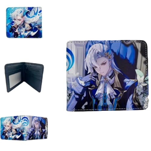 Sonsoke Furina Focalors Männer Brieftaschen Bi-Fold Brieftasche ID-Karte Kreditkarte Mehrzweck-Brieftasche für Männer und Frauen Geschenk Cosprey (Neuvillette 1) von Sonsoke