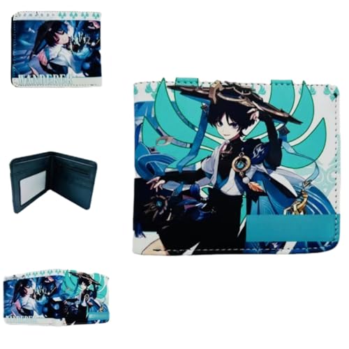 Sonsoke Furina Focalors Männer Brieftaschen Bi-Fold Brieftasche ID-Karte Kreditkarte Mehrzweck-Brieftasche für Männer und Frauen Geschenk Cosprey (Wanderer 1) von Sonsoke