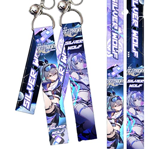 Sonsoke Honkai Star Rail Figur Cool Neck Lanyard mit ID Badges Keychain Holder Decoration Keychain Clip, Silberner Wolf, L von Sonsoke