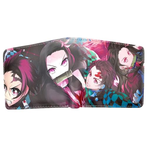 Sonsoke Kamado Tanjirou Nezuko Anime Herren Geldbörsen Bi-Fold Wallet ID Card Credit Card Multi Purpose Wallet für Männer und Frauen Geschenk Cosprey, mehrfarbig, L, Modern von Sonsoke