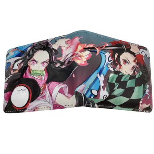 Sonsoke Kamado Tanjirou Nezuko Anime Herren Geldbörsen Bi-Fold Wallet ID Card Credit Card Multi Purpose Wallet für Männer und Frauen Geschenk Cosprey, mehrfarbig, L, Modern von Sonsoke