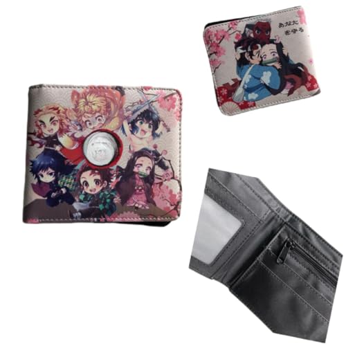 Sonsoke Kamado Tanjirou Nezuko Anime Herren Geldbörsen Bi-Fold Wallet ID Card Credit Card Multi Purpose Wallet für Männer und Frauen Geschenk Cosprey, mehrfarbig, L, Modern von Sonsoke