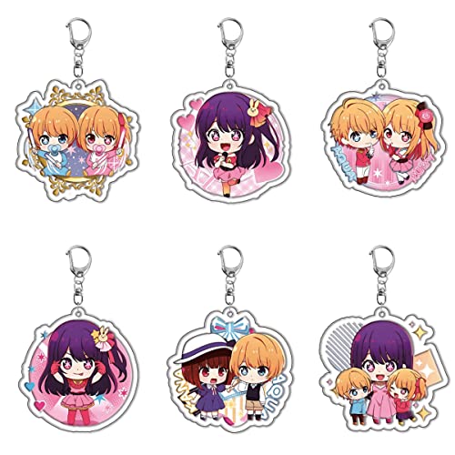 Sonsoke OSHI NO KO Anime Hoshino Ai Acryl Stehende Figur Keychain Acryl Schlüsselanhänger Anhänger Keyring, 6 Stück 1, L von Sonsoke