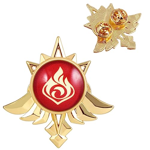 Sonsoke Vision Brosche Pins Mondstadt Anstecknadel Abzeichen Merch Breastpin Pin Rucksack Zubehör Dekor Cosplay Geschenk (Pyro) von Sonsoke