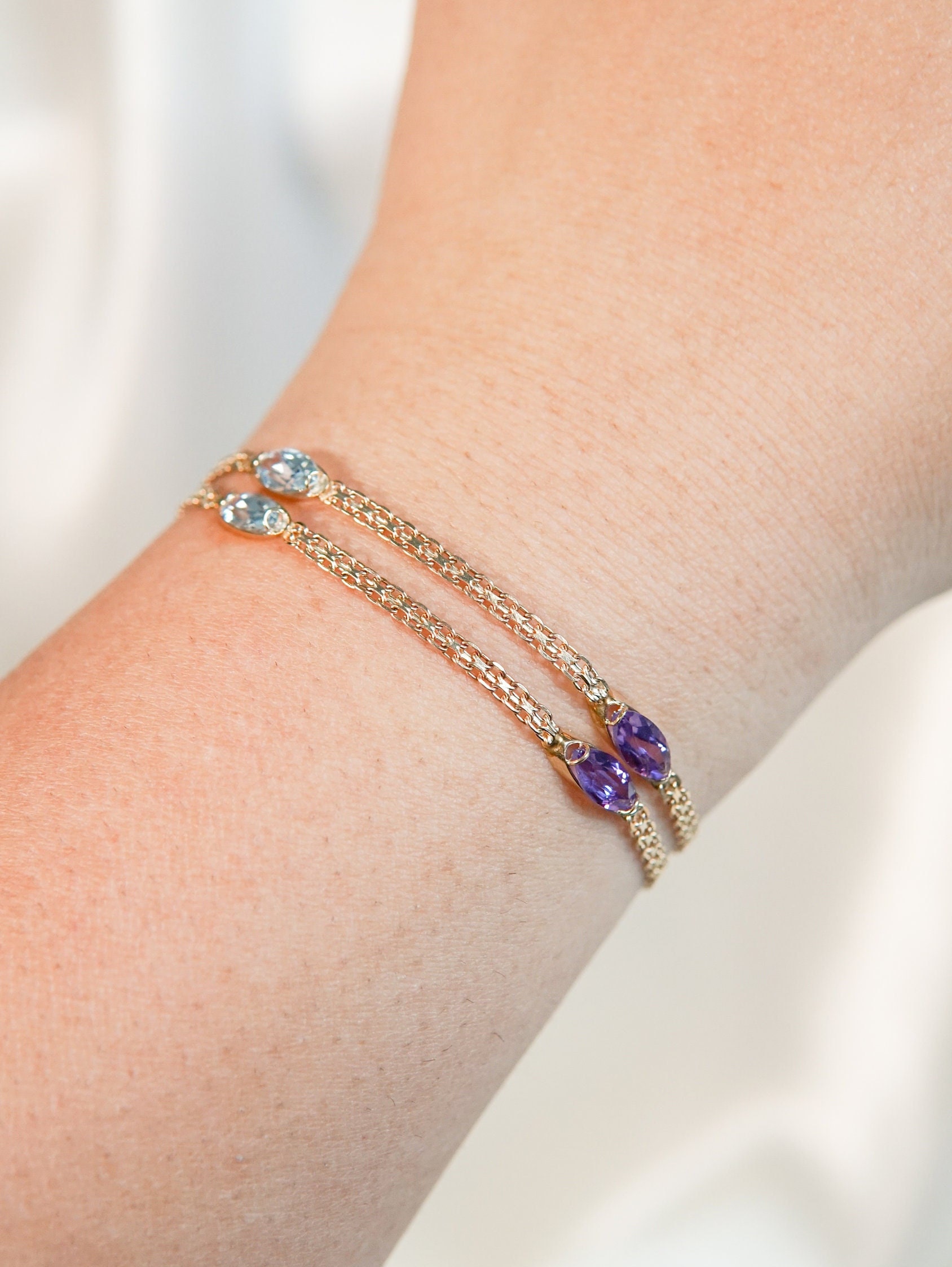 Quality Glory Blautopas Und Amethyst Doppel Armband von SonterLorrey