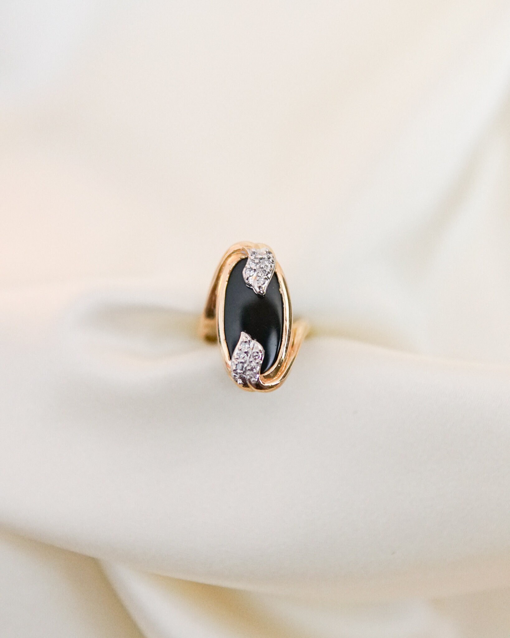 Vintage Diamant Griff Onyx Ring von SonterLorrey