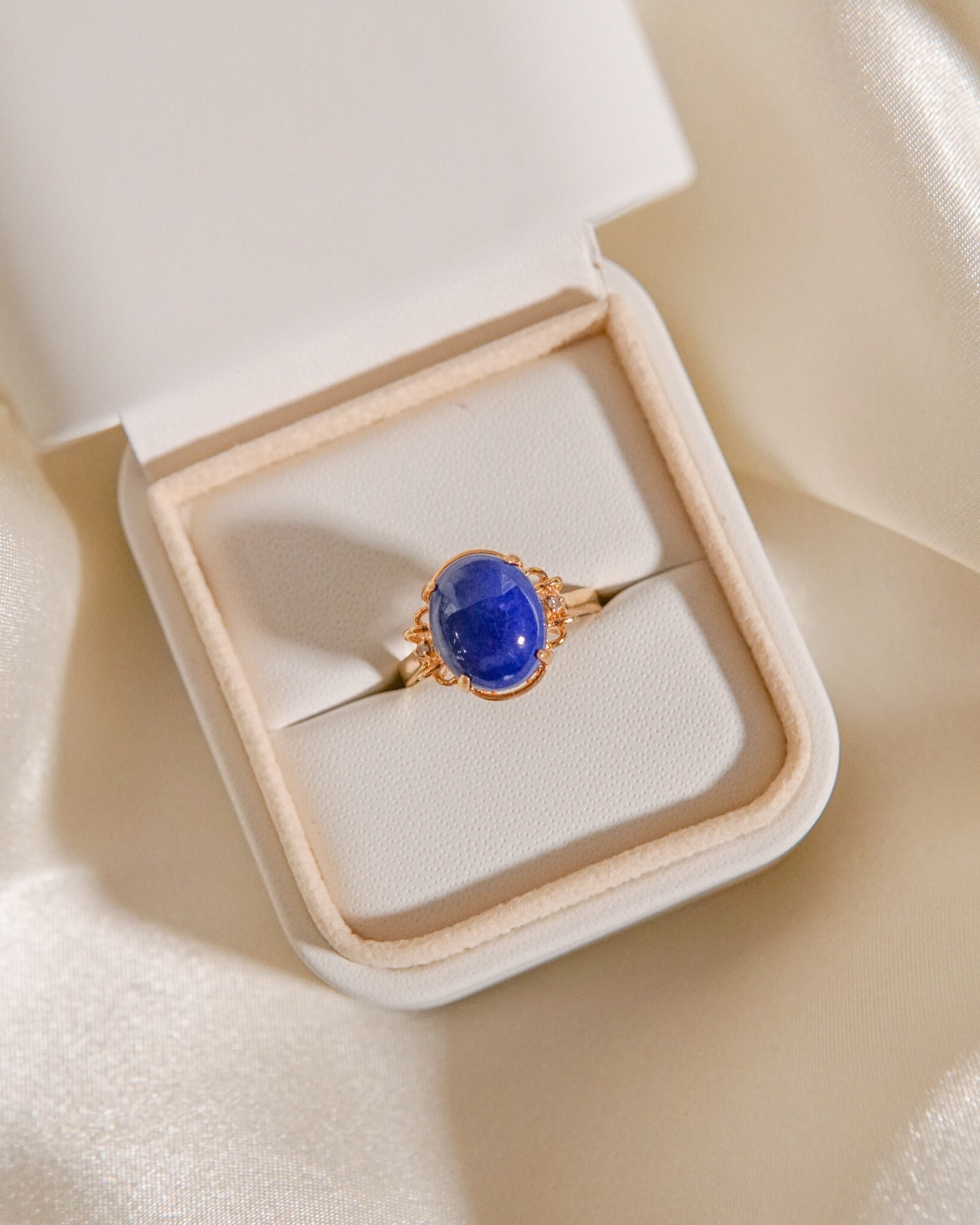 Vintage Lapis Cabby Diamant Akzent Ring von SonterLorrey