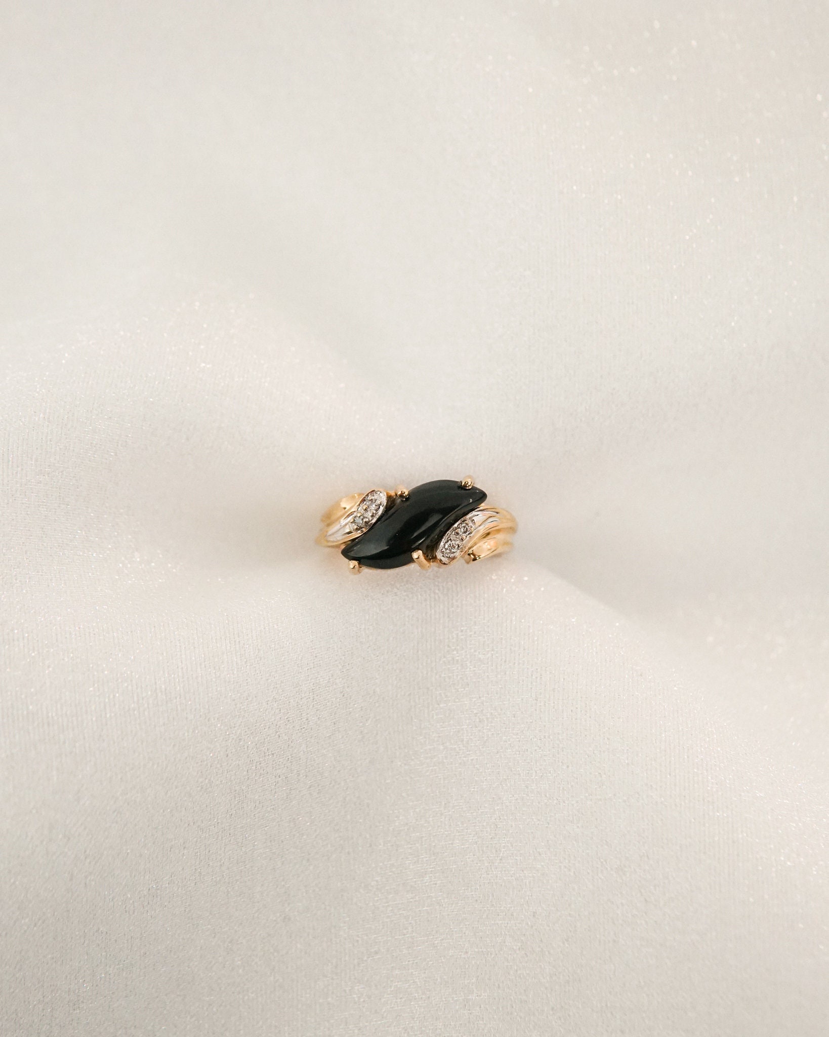 Vintage Onyx Galaxy Diamant Ring von SonterLorrey