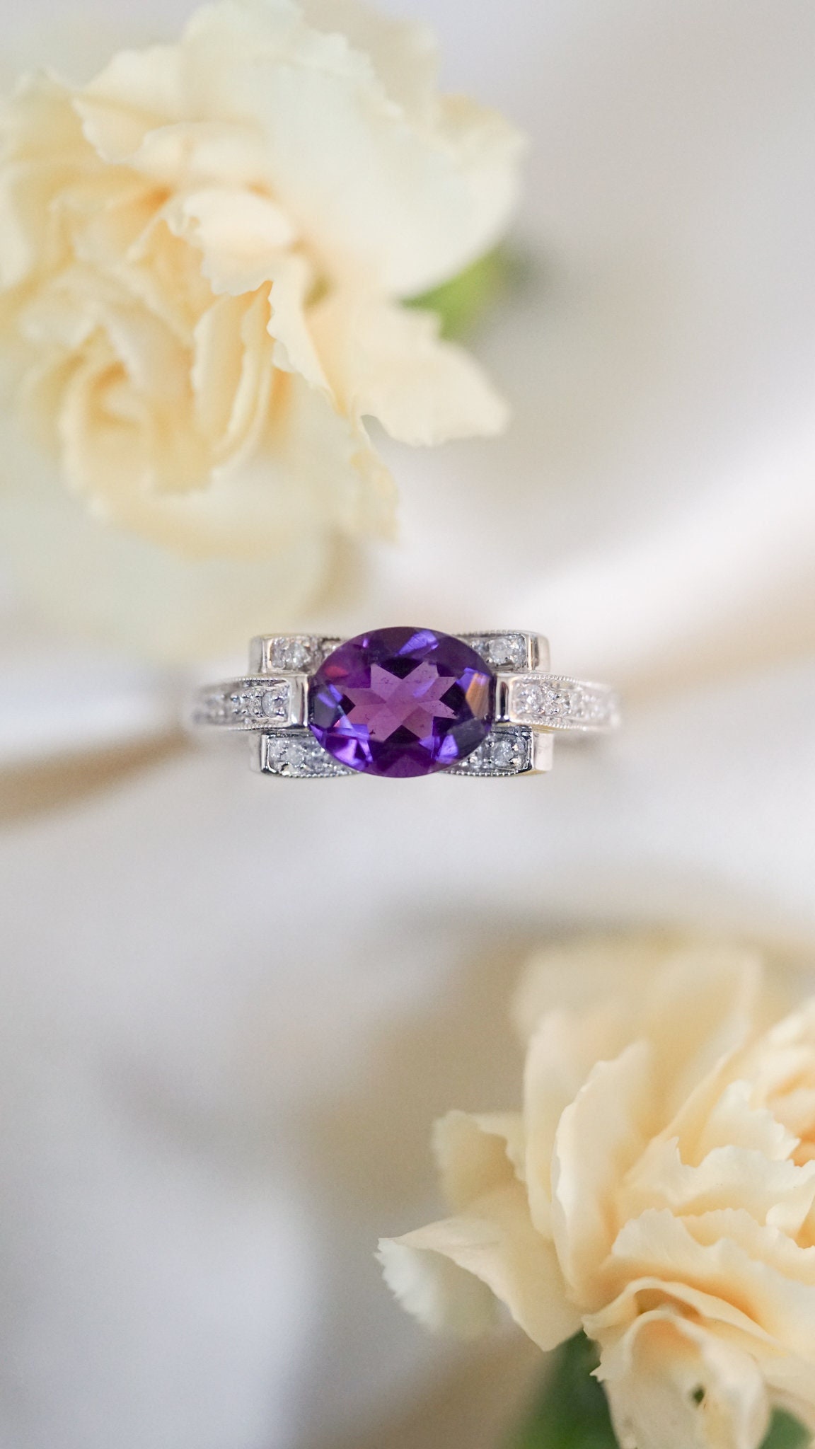 Vintage Riegelring Mit Amethyst Und Diamant von SonterLorrey