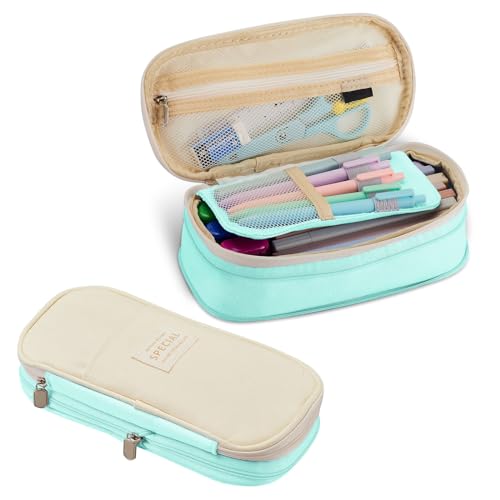 Sonuimy Federmäppchen mit großem Fassungsvermögen, tragbar, ästhetisch, niedlich, große Kapazität, Stifteetui, Büro, Reisen, Schreibwaren, Make-up-Tasche, Schreibtisch-Organizer für College, von Sonuimy