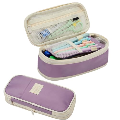 Sonuimy Federmäppchen, Stiftemäppchen, Federtaschen mit großer Kapazität, niedlich, ästhetisch, Reißverschluss, tragbare Büro-Schreibwaren, Make-up-Tasche, Herren, Violett Sonuimy Federmäppchen, Stiftemäppchen, Federtaschen mit großer Kapazität, niedlich, ästhetisch, Reißverschluss, tragbare Büro-Schreibwaren, Make-up-Tasche, Herren, Violett von Sonuimy