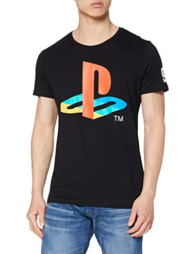 Sony Herren T-Shirt Sony Playstation Classic Logo and Colours, Schwarz (Black), XX-Large von Meroncourt