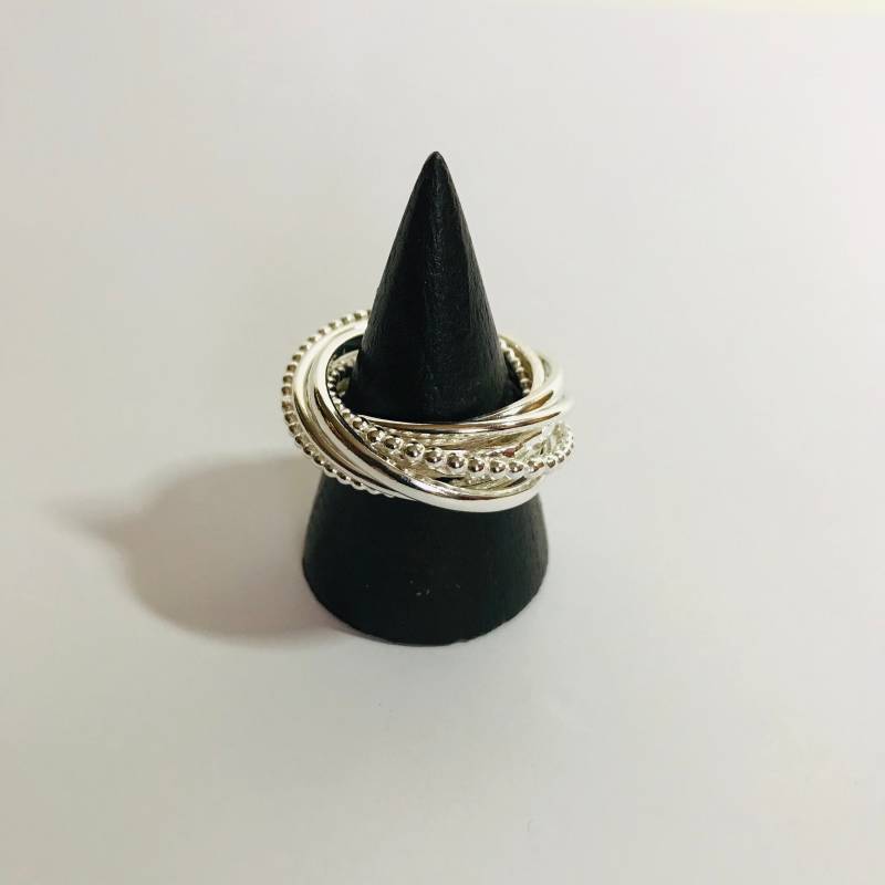 Handgemachter Sterling Silber 8-Band Rolling Fidget Ring - Chunky Interlocked Design von SooMilnerJewellery