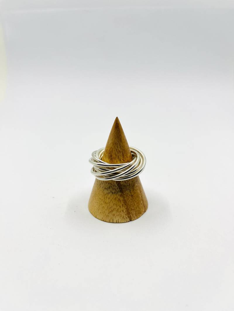 Handgemachte Sterling Silber Rolling Ring 9-Band - Chunky Interlocking Design von SooMilnerJewellery