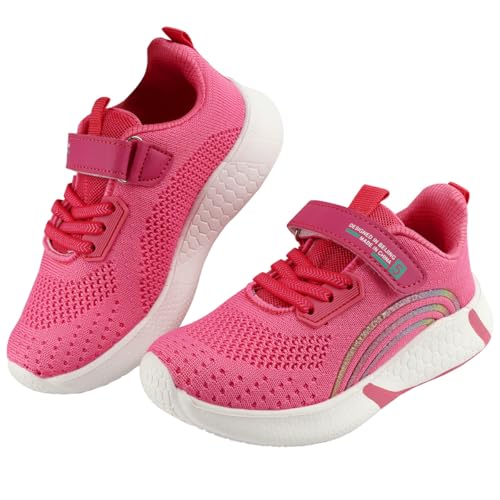 Soohon Sportschuhe Kinder Laufschuhe Kinder Atmungsaktiv Turnschuhe Mädchen Fitnessschuhe Sneaker Leicht Freiluftschuhe Rot Regenbogen 32 EU von Soohon