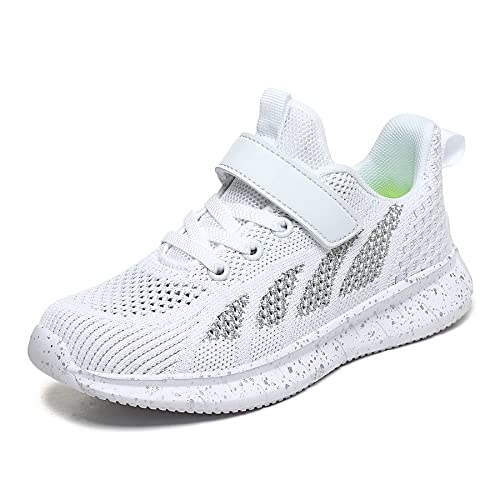 Soohon Sportschuhe Kinder Laufschuhe Kinder Atmungsaktiv Turnschuhe Mädchen Wanderschuhe Sneakers Leicht Hallenschuhe Weiß 34.5 EU von Soohon