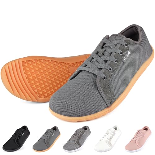 Unisex Barfußschuhe Damen Herren Breite Barfuss Schuhe Traillaufschuhe Sportliche Minimalistische Atmungsaktiv Bequeme Weit Sneaker Turnschuhe Walkingschuhe Laufschuhe Leicht Schuhe 47 Tiefgrau von Soohon