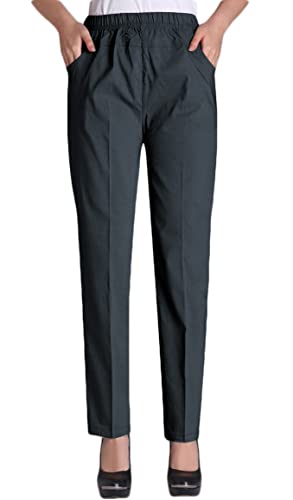 Soojun Damen Sommer Elastische Taille Bequeme Stretch Schlupfhose, Dunkelgrau, XX-Large von Soojun