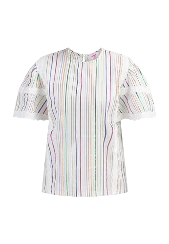 Sookie Damen Bluse mit Metallic-Streifen 12027394-SO01, Weiss MEHRFARBIGE Streifen, XS von Sookie
