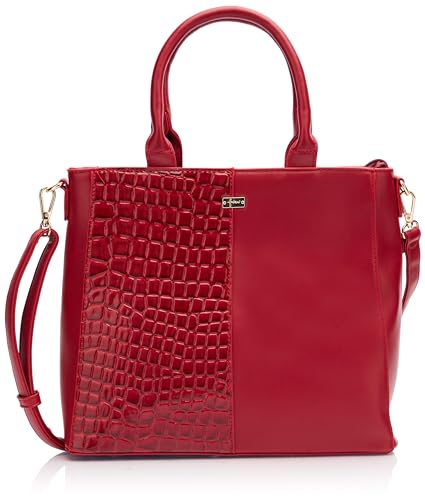 Sookie Women's Henkeltasche mit Reptil-Prägung Damen Shopper, ROT von Sookie