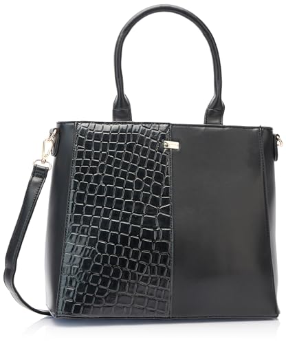 Sookie Women's Henkeltasche mit Reptil-Prägung Damen Shopper, SCHWARZ von Sookie