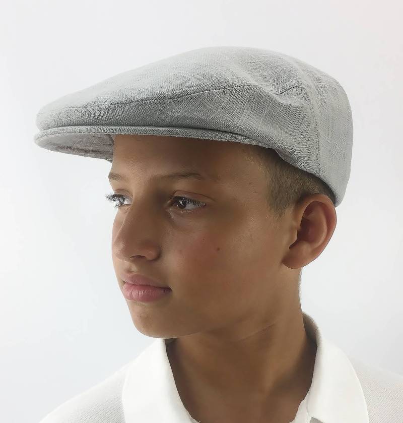 Benutzerdefinierte Handgefertigte Silbergraue Leinenmischung Flat Jeff Cap, Ivy Fahrmütze Für Männer, Frauen Und Kinder von SookiesHatShop
