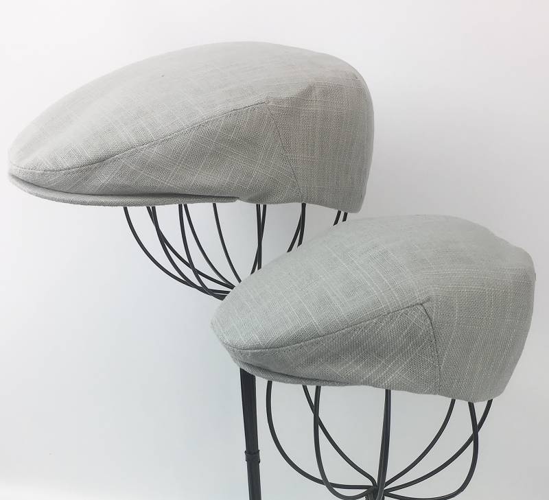 Benutzerdefinierte Handgefertigte Vater & Sohn Passende Silbergraue Leinenmischung Flat Jeff Cap, Ivy Fahrende Kappe Für Männer, Frauen Und Kinder von SookiesHatShop