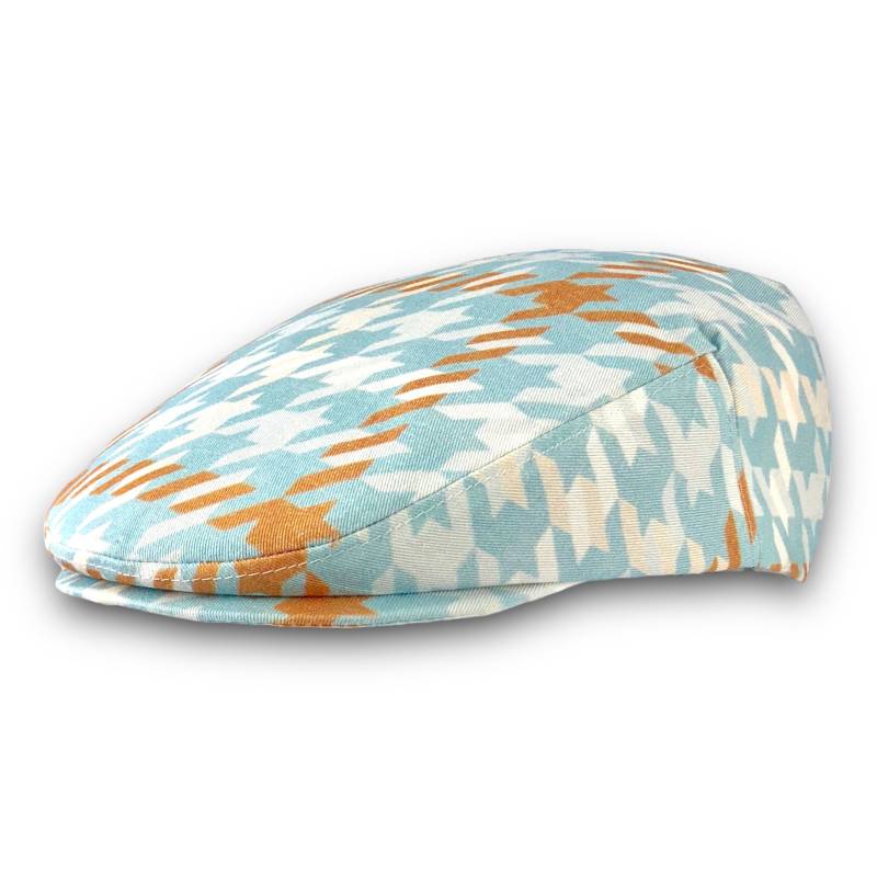 Benutzerdefinierte Handgemachte Glen Plaid Blue Tan Hahnentritt Print Baumwollsegeltuch Mattkappe, Efeukappe, Fahrenkappe Für Männer, Frauen Und von SookiesHatShop