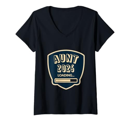 Damen Ankündigung der Tante 2026 T-Shirt mit V-Ausschnitt Damen Ankündigung der Tante 2026 T-Shirt mit V-Ausschnitt von Soon To Be Aunt 2026 Loading
