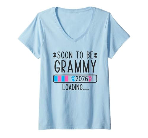 Damen Soon to Be Grammy 2026 Loading Schwangerschaft Ankündigung 2026 T-Shirt mit V-Ausschnitt Damen Soon to Be Grammy 2026 Loading Schwangerschaft Ankündigung 2026 T-Shirt mit V-Ausschnitt von Soon To Be Grammy 2026 New Baby Arrival Apparel