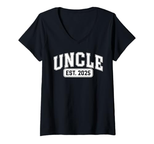 Damen Uncle Est 2025 Promoted to Uncle to be 2025 First Time Uncle T-Shirt mit V-Ausschnitt von Soon To Be Uncle Est 2025