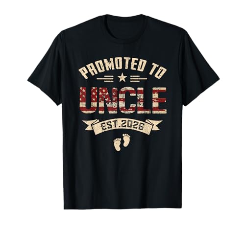 Neuer Onkel für Herren befördert zum Onkel est.2026 T-Shirt Neuer Onkel für Herren befördert zum Onkel est.2026 T-Shirt von Soon to be Uncle est 2026 Us Flag Retro