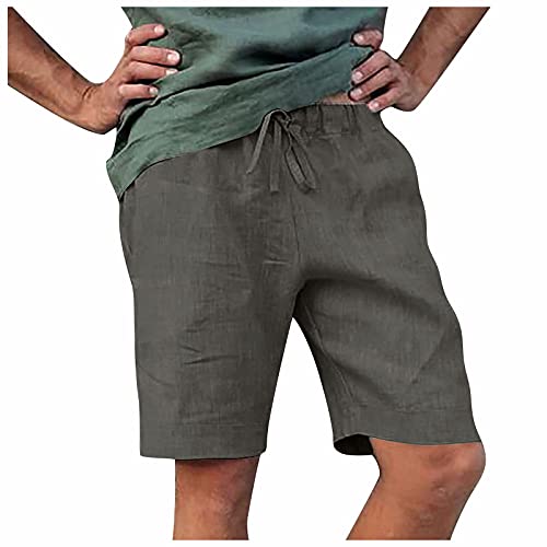 Männer Shorts Herren Sommer Solide Plus Größe Leinen Bandage mit Taschenn Knielange Kurze Hosen Herren Sommer 97 von SoonerQuicker