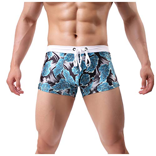 SoonerQuicker Badehose Herren Eng Kurz Muster Schwimmhose Blau Schwimmen Shorts Bunt Badeshorts Männer Schnelltrocknend Motiv, Himmelblau, BYHXL von SoonerQuicker