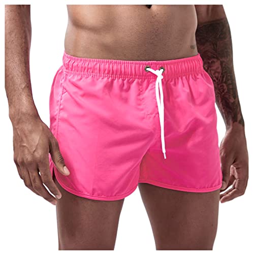 SoonerQuicker Badehose Herren Türkis Badeshorts Herren Neon Kurz Badehose Herren Neon Grün Orange Badeshorts Herren Pink Hawaii Kurze Hosen Herren Schnelltrocknend von SoonerQuicker