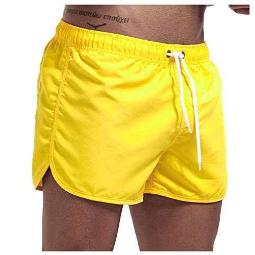 SoonerQuicker Badehose Herren Türkis Badeshorts Herren Neon Kurz Badehose Herren Neon Grün Orange Badeshorts Herren Pink Hawaii Kurze Hosen Herren Schnelltrocknend von SoonerQuicker