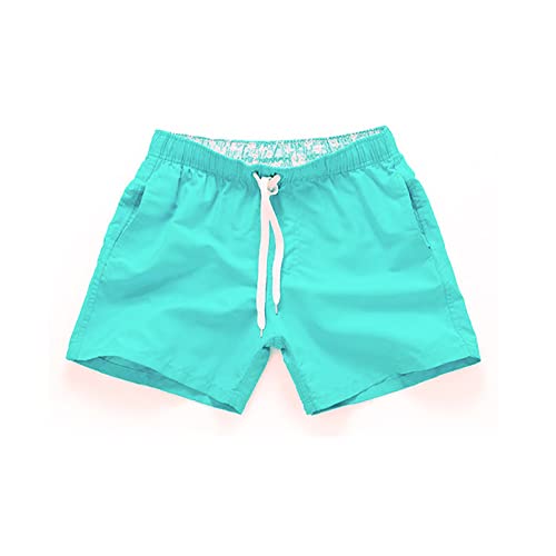 SoonerQuicker Badehose Herren Türkis Badeshorts Herren Neon Schwimmhose Herren Boxershorts Badehose Herren Hellblau Schnelltrocknend Badehose Herren Retro Badehose Herren Neon Grün Pink Weiß Gelb, S von SoonerQuicker