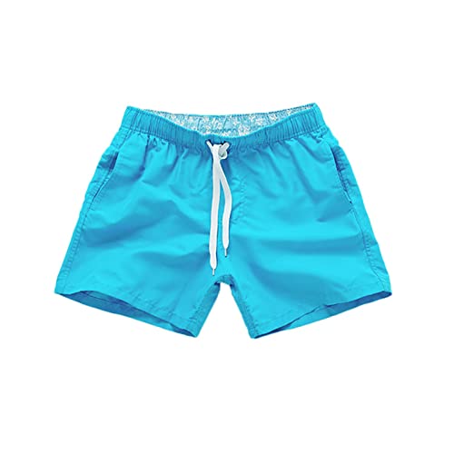 SoonerQuicker Badehose Herren Türkis Badeshorts Herren Neon Schwimmhose Herren Boxershorts Badehose Herren Hellblau Schnelltrocknend Badehose Herren Retro Badehose Herren Neon Grün Pink Weiß Gelb von SoonerQuicker