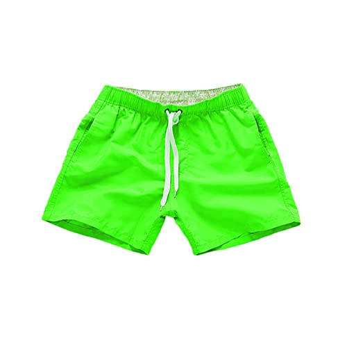 SoonerQuicker Badehose Herren Türkis Badeshorts Neon Schwimmhose Boxershorts Hellblau Schnelltrocknend Retro Grün Pink Weiß Gelb, M von SoonerQuicker