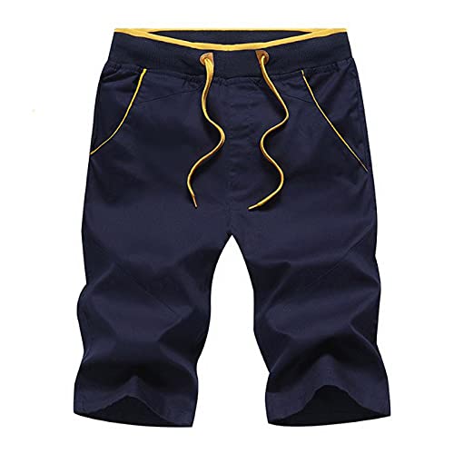 SoonerQuicker Bermuda Shorts Herren Kurze Hosen Herren Über Knie Shorts Herren mit Taschen Kurze Hosen Herren Sommer Baumwolle Shorts Herren Lang Weinrot Kurze Hosen Herren Stretch Freizeit von SoonerQuicker