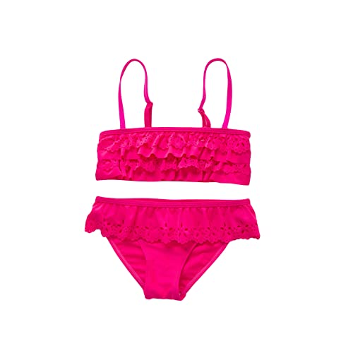 SoonerQuicker Bikini Mädchen Einfarbig Zweiteiler 152 164 Gelb Badeanzug Mädchen Neon 2 Teilig Badeanzug Baby Kinder Mädchen Dunkelblau Rosa, 128 von SoonerQuicker