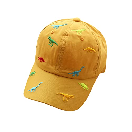 SoonerQuicker Cap Kinder Dino Jungen Mädchen Verstellbar Basecap Mütze Sommer Dinosaurier Schirmmütze Baby Gelb Weiß Rosa, Einheitsgröße von SoonerQuicker