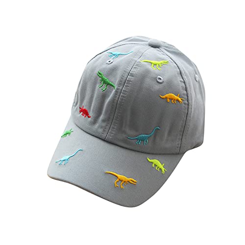 SoonerQuicker Cap Kinder Jungen Mädchen Dino Sonnenhut Blumen Tiere Verstellbar Basecap Schirmmütze Baby Junge Cappy Mütze Sommer, A Grau, Einheitsgröße von SoonerQuicker